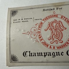 Antique Champagne Cider Label Theodore Stewart John Warren NY Vtg Est 1861