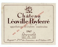 Chateau Leoville Poyferre Wine Label 1967 France French