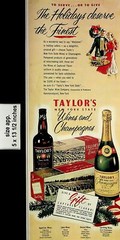 1953 Taylor&rsquo;s Wine and Champagnes Gift Set Holidays Vintage Print Ad 6956