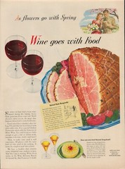 1945 Wine Advisory Board 1940s Vintage Print Ad Baked Ham Food Sherried Grapefru