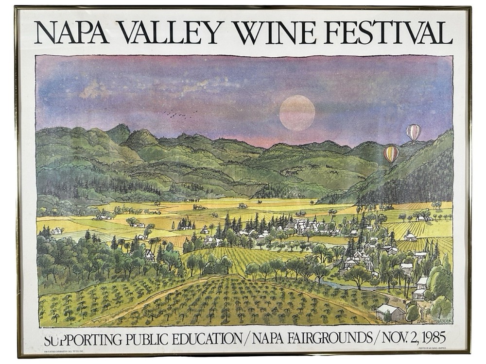Vintage 1985 Napa Valley Wine Festival Earl Thollander Framed Poster 20×26