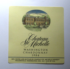Vintage 1984 Chateau Ste Michelle Chardonnay Wine Label Ephemera Watermarked