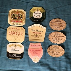 Lot of 41 Vintage Paul Masson Wine Labels. Winery in Saratoga, California.