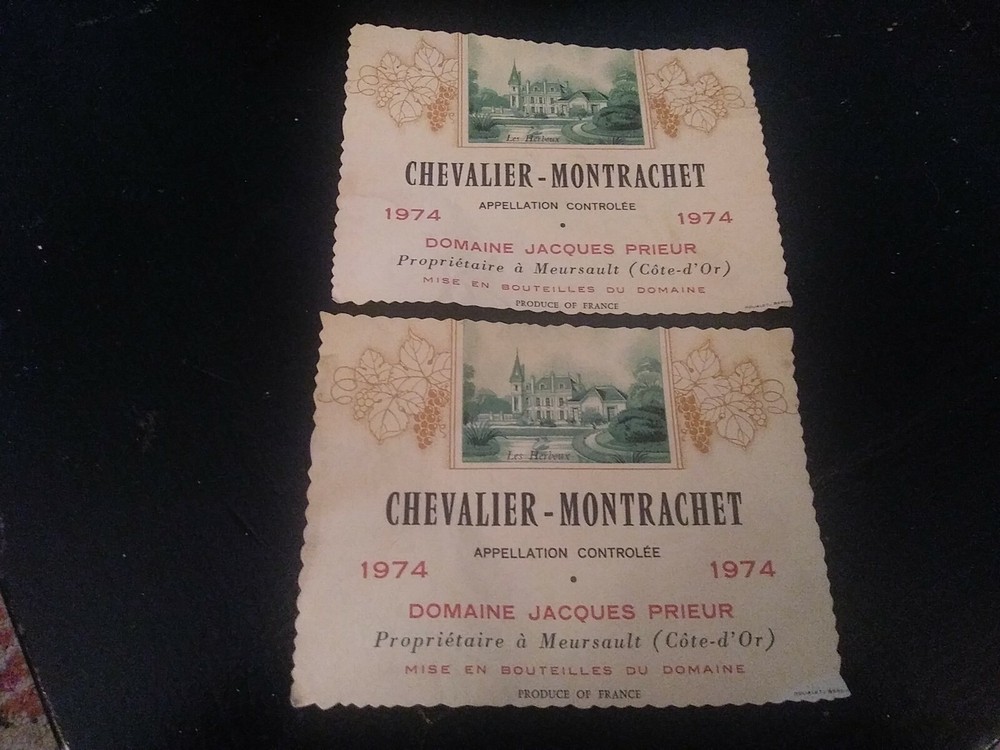 CHEVALIER-MONTRACHET 1974 LABELS French White Burgundy. Exceptional.