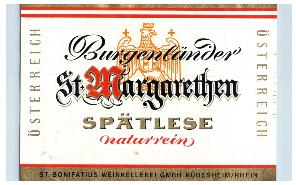 1960&rsquo;s-80&rsquo;s St. Margarethen Spatlese Naturrein German Wine Label S73E