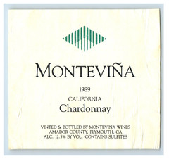 Vintage Montevina California Chardonnay Paper Wine Label Original S83E