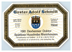 1970&rsquo;s-80&rsquo;s Gustav Adolf Schmitt German Wine Label Original S24E