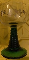 2 Schmitt Sohne W. GERMAN Green Ribbed Stem Wine Glasses 4 oz No Issues 4.5×3”