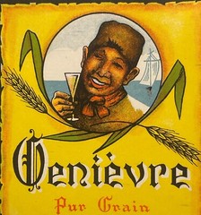 Very Rare Antique Double Uncut Genievre Pur Grain Liquor Alcohol Label 1920s