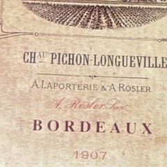 Vintage Chateau Pichon-Longueville 1907 Original Wine Label Bordeaux Beige Brown
