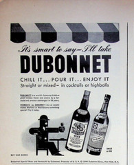 1944 Dubonnet Wine & Vermouth Chill Pour Enjoy Derby Hat Vintage 1940s Print Ad