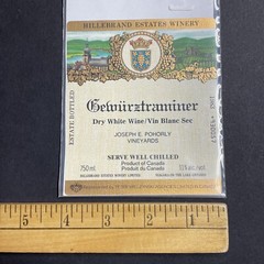Vintage 1983 Hillebrand Estates Gewurztraminer UNUSED Paper Label Niagara Q1941