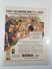 1944 ROMA Wines Print Ad Hotel Metropolitano – CLARK AGNEW Art WWII Era VINTAGE
