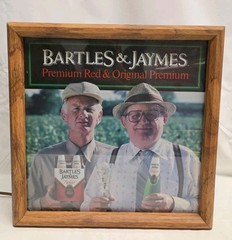 Vintage 1980&rsquo;s Bartles & Jaymes Lighted Wood Sign 13&Prime; x 13&Prime; Works!