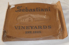 Vintage Advertise Embossed Wood Tone Plastic High Relief Sign Sebastiani Winery