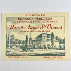 Rose D’Anjou St Vincent Chanson Pere & Fils Vintage 1960’s France Wine Labels