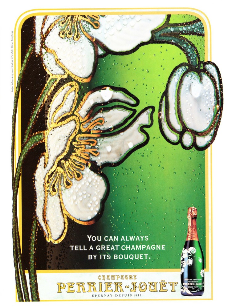 PERRIER-JOUET CHAMPAGNE AD #1 RARE OUT OF PRINT / EBEL WATCH AD GABRIELLE REECE