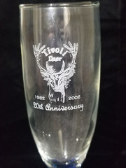 Tivoli Deer Kittredge CO – 20th Anniversary 1982-2002 Champagne Glass – 9&Prime; Tall