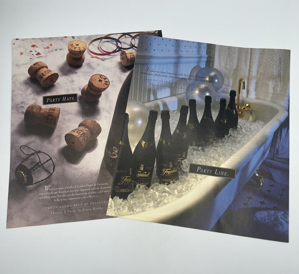 1995 Freixenet Cordon Negro Brut Sparkling Wine Print Ads 8.5&Prime;x11&Prime; 2 ad lot