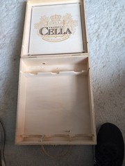 Vintage Fratelli Cella Wooden Wine Box 3-Bottle Gift Pack Edition Rope Handle
