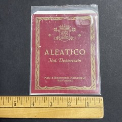 Vintage 1940s Aleatico Italian Dessertwein UNUSED Paper Label Hamburg Q1963