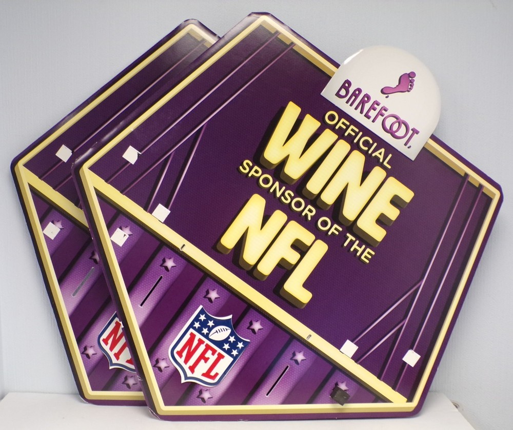 Barefoot Wine 2022 NFL Sponsor Liquor Store Promotional Display Hanger 33&Prime;
