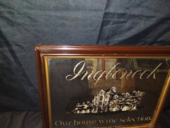 Vintage Inglenook Vineyards Winery Smoked Mirror Bar Sign Wooden Frame