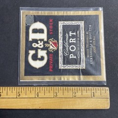 Vintage 1960s G&D California Port Wine UNUSED Foil Label Jersey City NJ Q1904