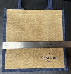 Domaine Chandon Sparkling Wine Tan & Navy Jute Tote Shopping Bag – Brand New