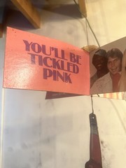 70’S BOONE’S FARM “TICKLED PINK” TICKLE PINK FRUIT WINE 40”+DANGLER WINE SIGN