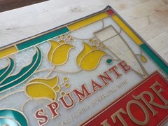 Vintage Spumante Sparkling Wine Ballatore Stained Glass Advertisement Bar Sign