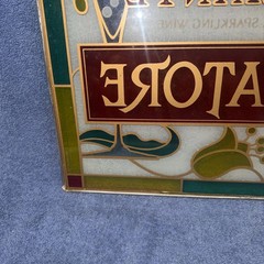 VINTAGE 1980’S SPUMANTE BALLATORE WINE STAINED GLASS SIGN 18.5” X 17”