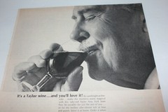 1964 Taylor Port Wine Couple Drinking Vintage Print Ad magazine mid-century B&W