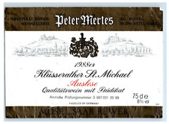 1970&rsquo;s-80&rsquo;s Peter Mertes Klussenather Auslese German Wine Label Original S18E
