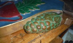 VINTAGE BODENHEIM A/RHEIN GERMANY, LARGE HEAVILY CARVED WOOD CITY SEAL SIGN.