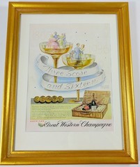 Vintage 1936 Great Western Champaign Full Page Original Color Ad 122 Wine Score
