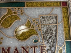 VINTAGE 1980’S SPUMANTE BALLATORE WINE STAINED GLASS SIGN 18.5” X 17”