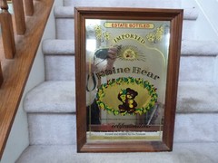 VINTAGE RHINE BEAR Liebfraumilch White Wine Mirrored Sign Bar Pub 18.25&Prime;x15.25&Prime;