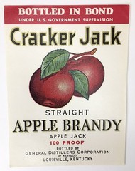 Liquor Label Cracker Jack Straight Apple Brandy Original 1930&rsquo;s Deadstock