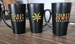 Set of 3 Tobin James Cellars Winery Paso Robles Ceramic Coffee Mug Cups Black