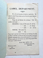 1920&rsquo;s Illustrated Catalog of WIne and Liquor Labels by Blue Seal Supply Co