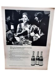 1966 Taylor Champagne Wine Vintage Magazine Ad Elegant Party Scene
