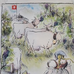 Clos Du Val Wine Co Poster « Switzerland Bottling Time » 1983 Ronald Searle Napa