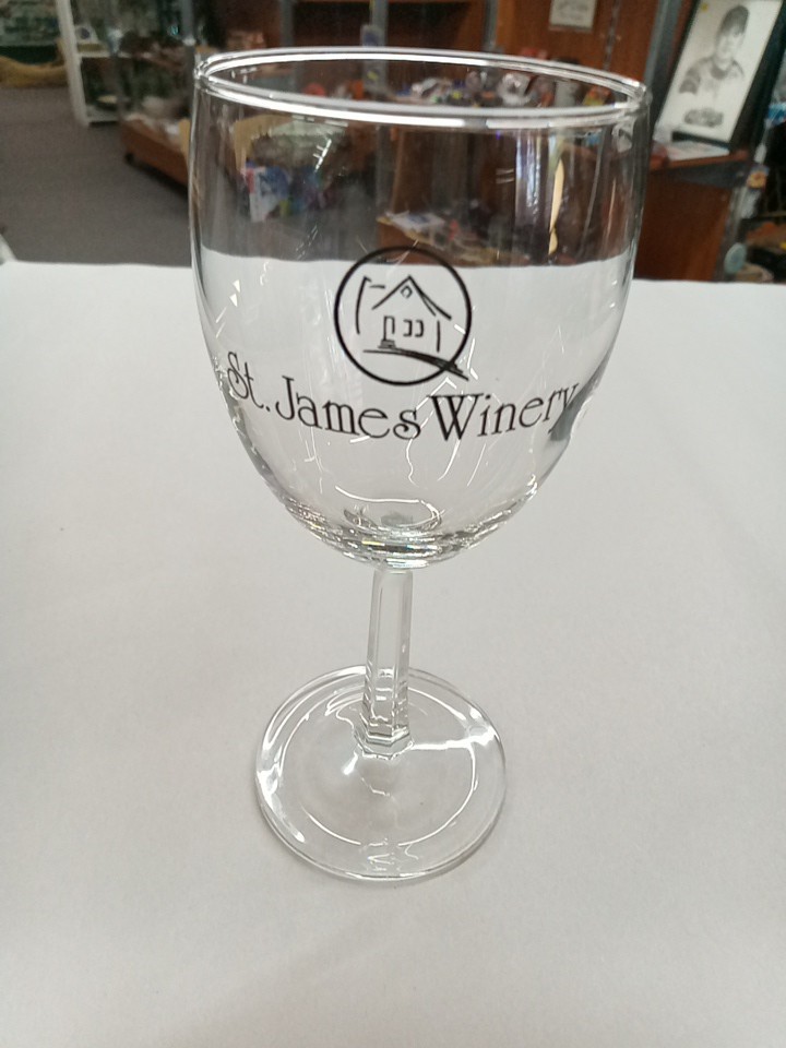 6.5&Prime; Clear Glass St. James Winery Souvenir Wine Glass