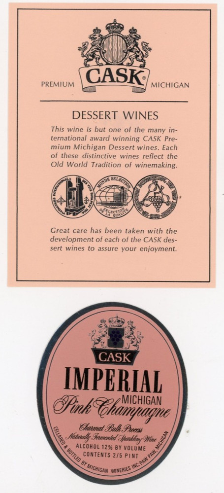 1960s-70s Paw Paw, MI Wine Imperial Pink Champagne Michigan Wineries set #2G3