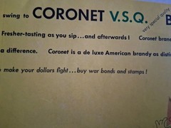1943 PRINT AD CORONET VSO BRANDY WWII Ad Mentions Buy War Bonds