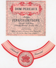 1960s-70s Paw Paw, MI Wine Dom Pereaux Pink Champagne Warner Vineyards set #2G4