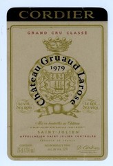 Chateau Gruaud Larose Wine Label 1979 France French