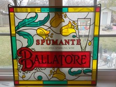 Vintage Spumante Sparkling Wine Ballatore Stained Glass Advertisement Bar Sign