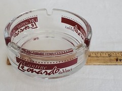 Vtg CANTINE LEONARDO DA VINCI ITALY WINERY GLASS PROMOTIONAL ASHTRAY 4&Prime;